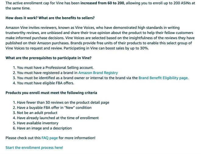 亚马逊美国站Vine活跃注册限制增至200